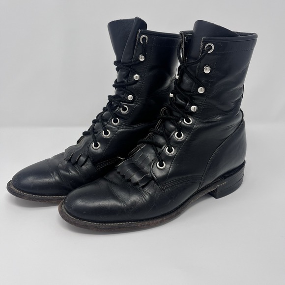 Justin Roper Womens Boots Size B Black Ankle Lace-R Kiddie
